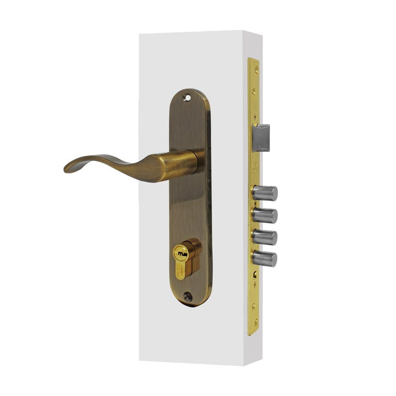 Cerradura para entrada principal derecha latón antiguo Hermes Tesa