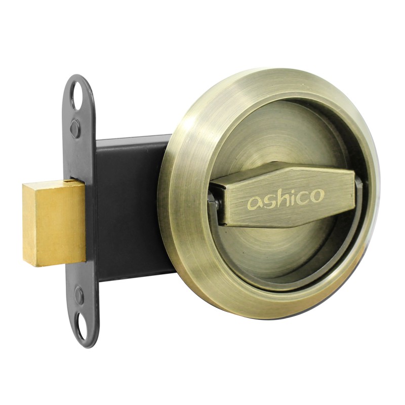 Cerradura medio forte D latón antiguo sin llave 33510 Ashico