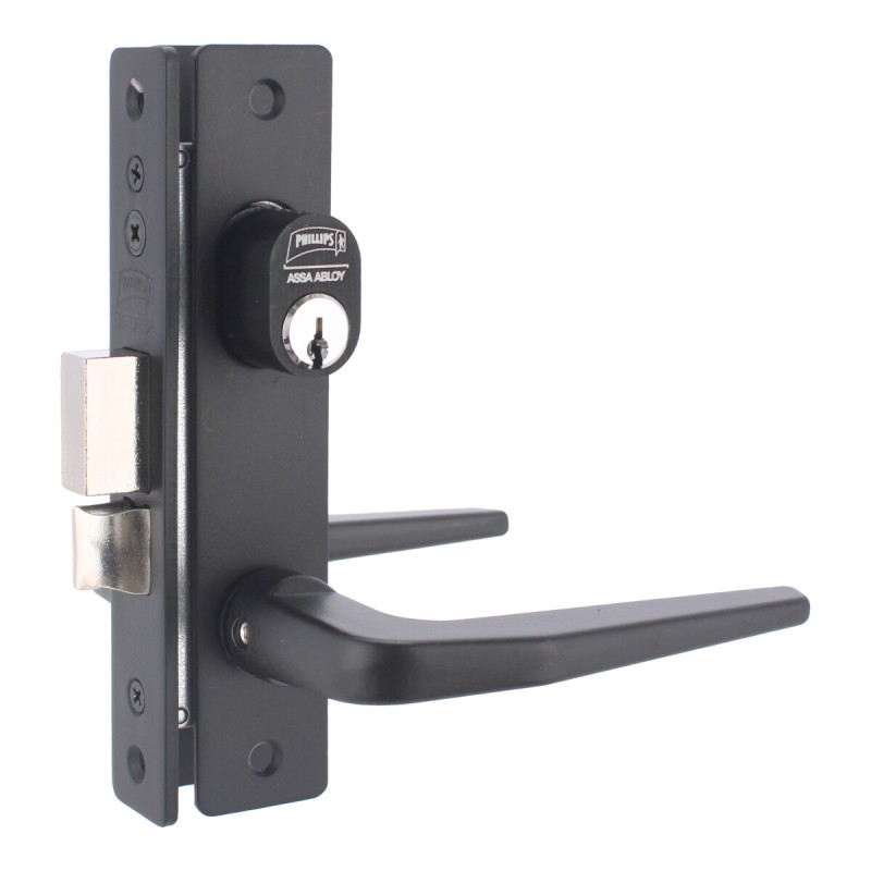 Cerradura de embutir negra para perfiles de aluminio 549 SLIM Phillips
