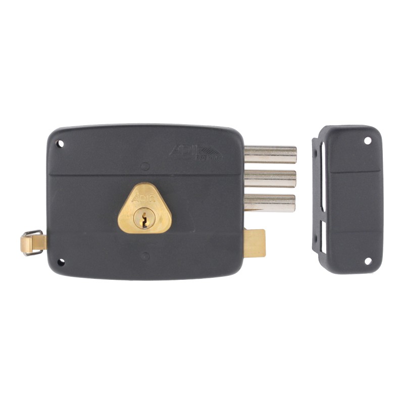 Cerradura de sobreponer reforzada derecha negra 13695 Adir