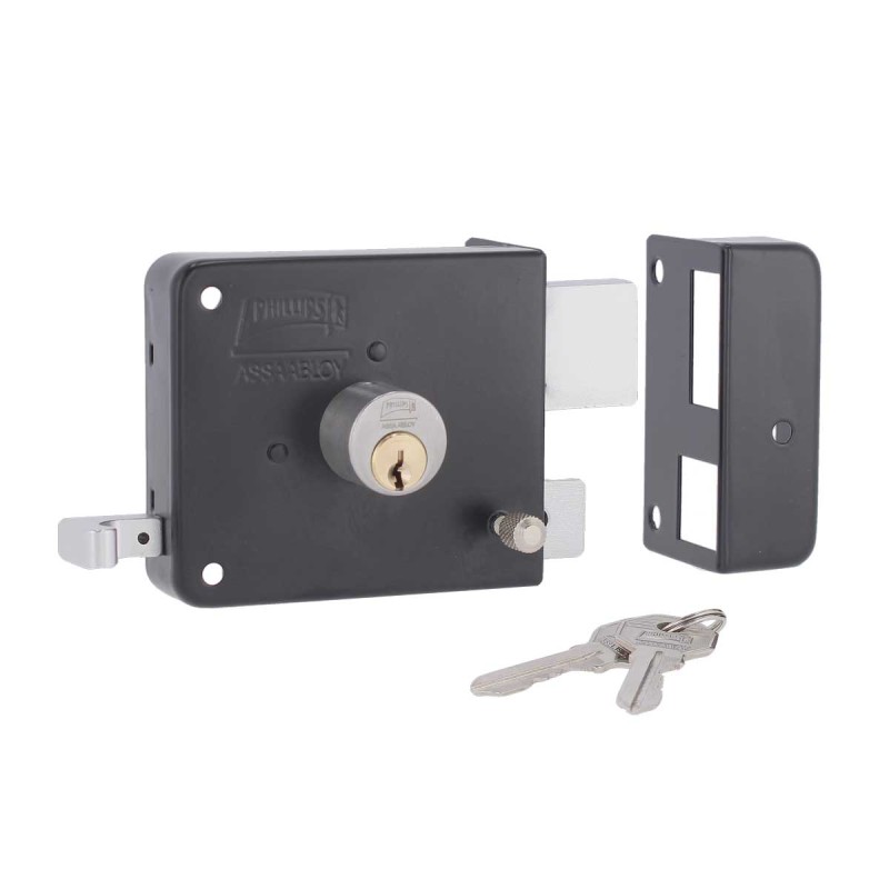 Cerradura de sobreponer Insta-Fácil negra derecha 175N Phillips